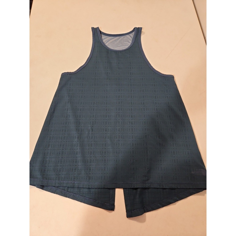 The North Face Tank Top Woman's Size Small V-Mesh Back Split Bottom Blue (1680